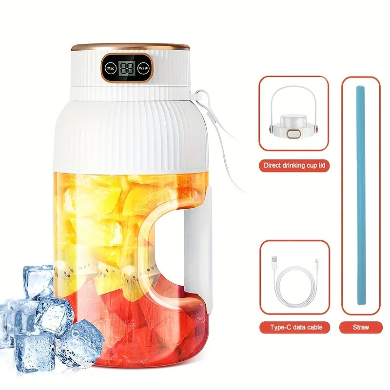 Portable 10-Blade Juicer Cup 1500ml – Multi-Function Blender Portable Juicer Blender PLUSH White