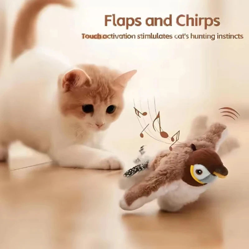 Interactive Chirping Flapping Bird Plush Toy for Cats & Dogs Interactive Pet Toy PLUSH