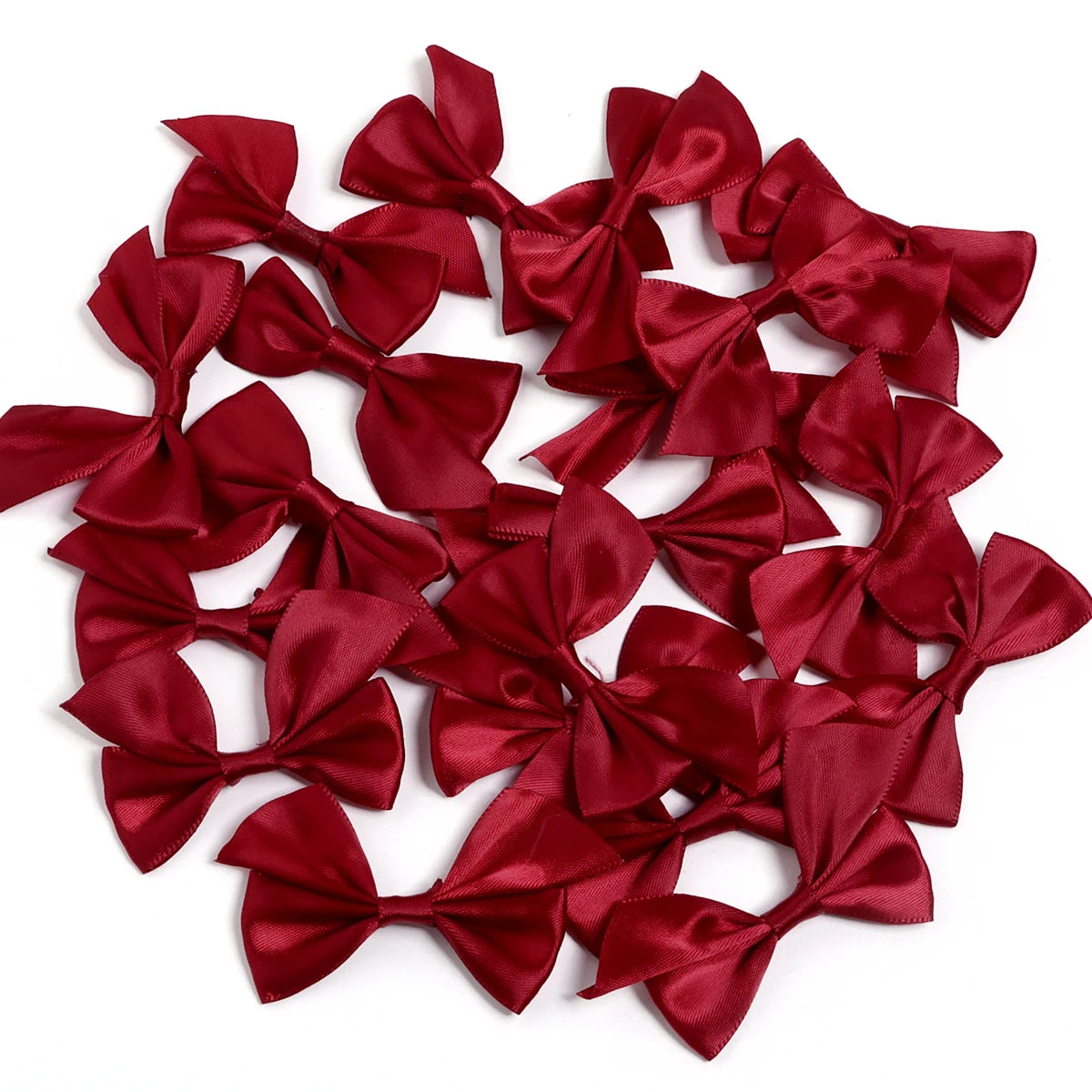 20pcs Satin Ribbon Bows – DIY Craft & Party Decoration Ribbon Bows PLUSH Wine Red 4x7cm