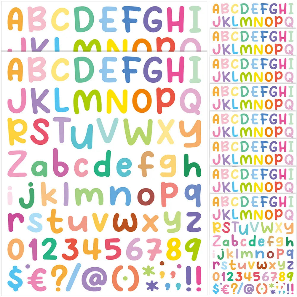 10 Sheets Colorful Alphabet & Number Stickers | Self Adhesive Craft Sticker Sheets PLUSH