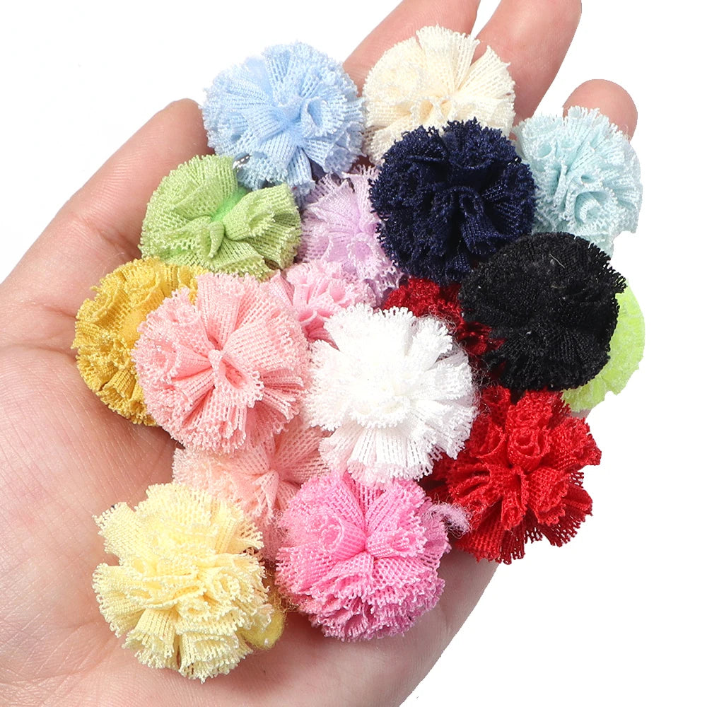 30pcs Tulle Flower Balls for DIY Hair Accessories & Crafts Craft Embellishments PLUSH