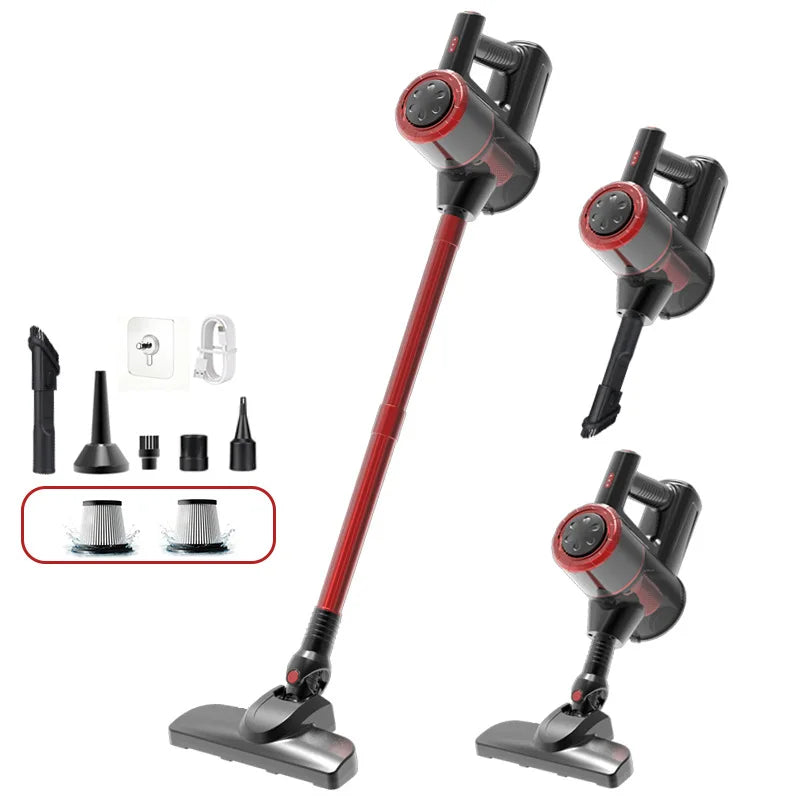 PLUSH Handheld Vacuum – Pet Hair & Floors, 45-Min USB Cordless Handheld Vacuum Cleaner PLUSH Black Red USB Type-C