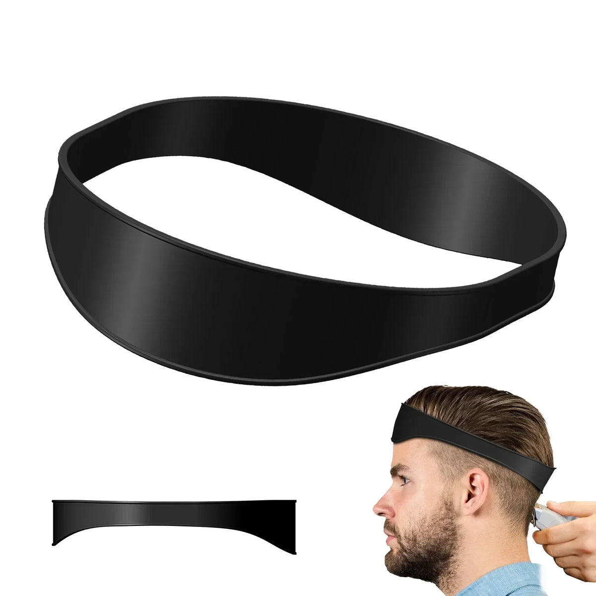 Silicone Fade Haircut Template – DIY Neckline Shaving Guide Haircut Guide Tool PLUSH black