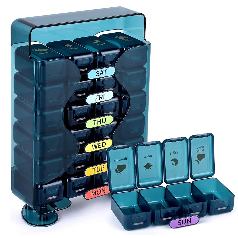 Weekly Pill Organizer 4x Daily – 7-Day Travel Pill Case Pill Organizer Case PLUSH