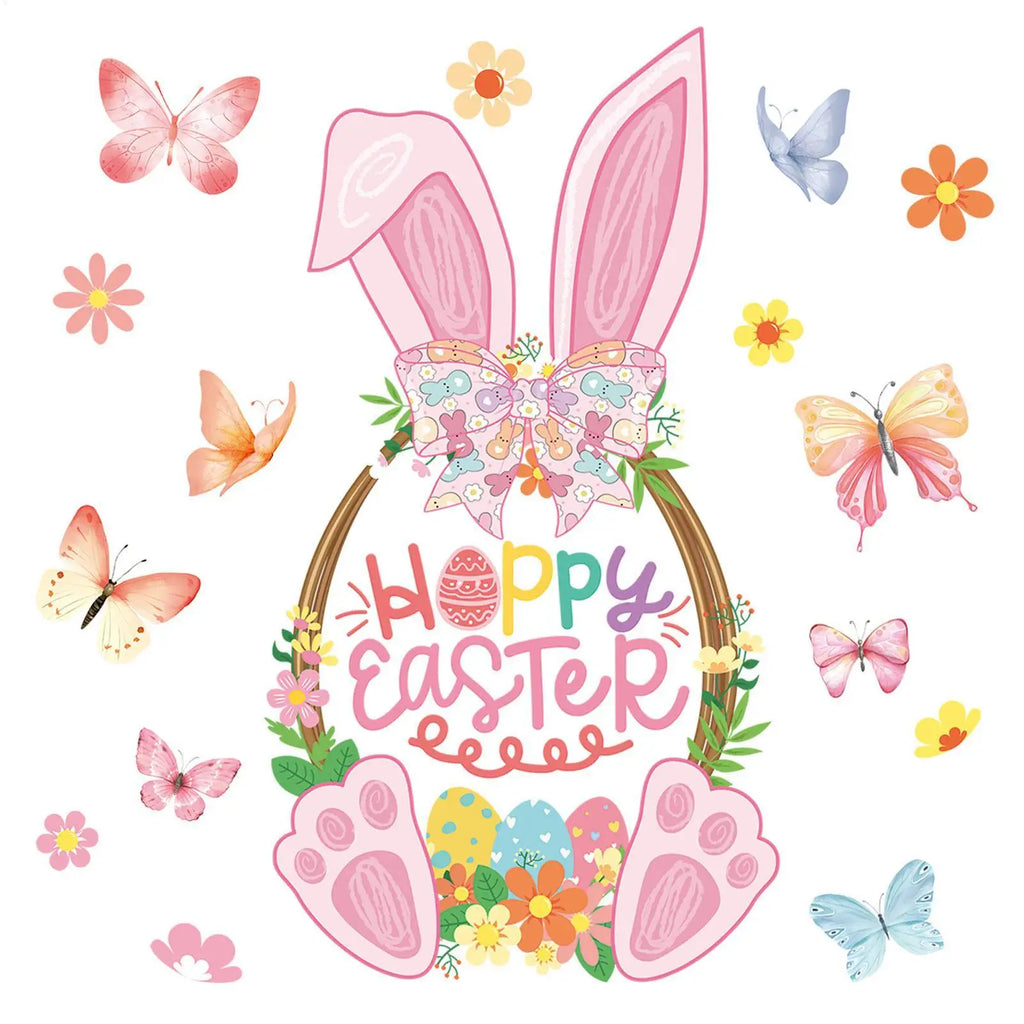 Easter Window Clings – Bunny, Eggs & Carrot Glass Stickers Window Clings PLUSH