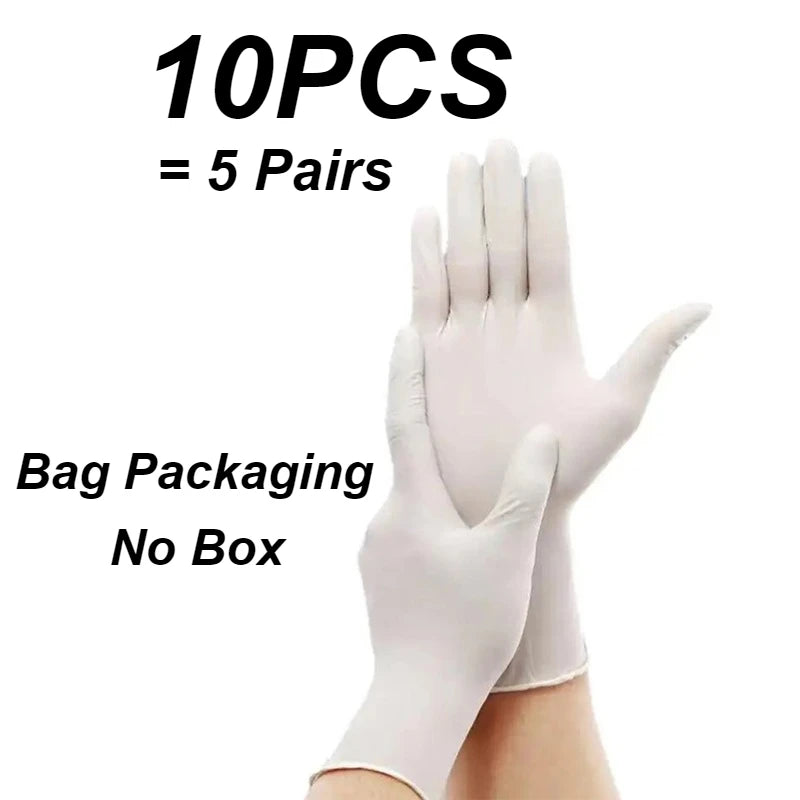 White Nitrile Disposable Gloves 10–100pcs | Food Safe Disposable Nitrile Gloves PLUSH 10PCS S