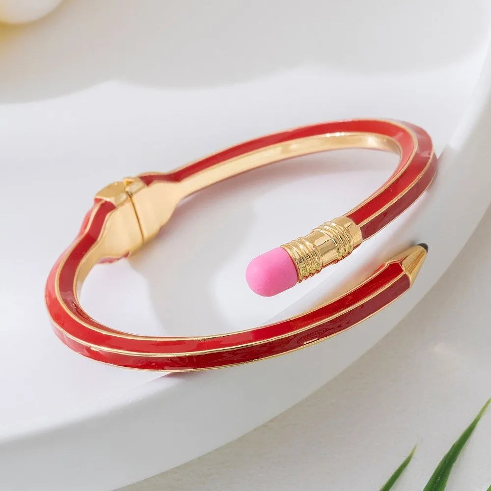 Open Cross Enamel Glitter Cuff Bracelet | Trendy Bangle Cuff Bracelet PLUSH Red
