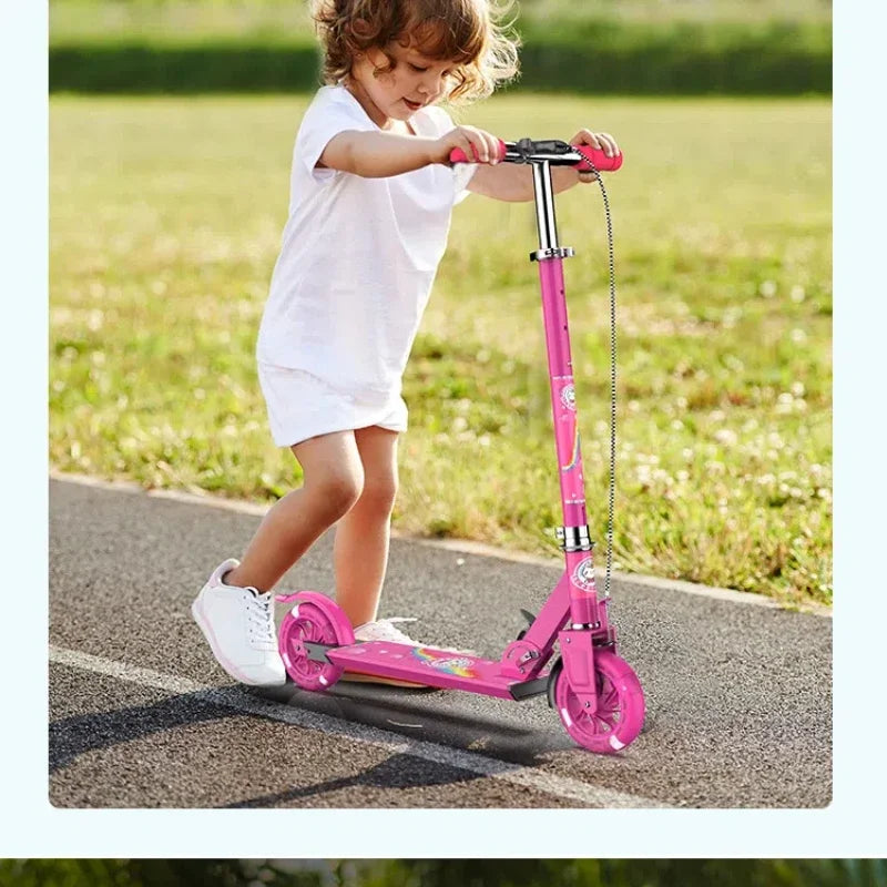 Kids Two-Wheel Flash Scooter – Adjustable Aluminum, LED Wheels Kids Kick Scooter PLUSH