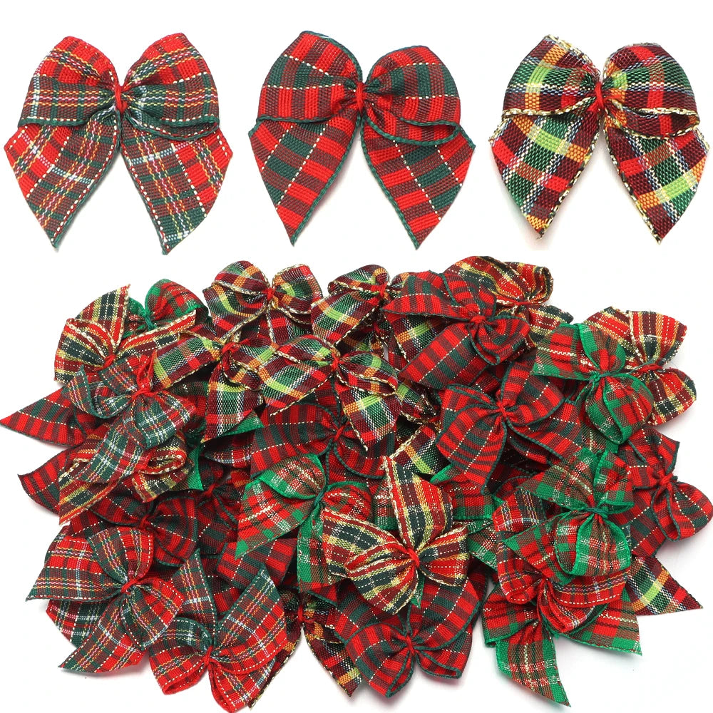 20pcs Christmas Plaid Bows – DIY Jewelry, Hair & Craft Decor Craft Bow Embellishments PLUSH