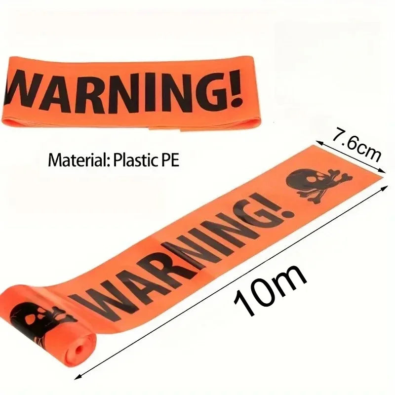 10M Halloween Zombie Caution Warning Tape – Barrier Decoration Halloween Decoration Tape PLUSH
