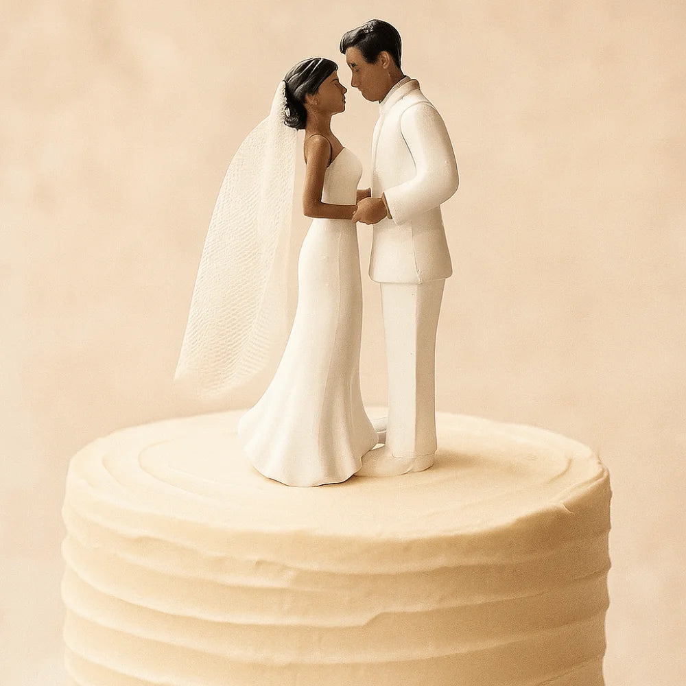 Bride & Groom Wedding Cake Topper – Elegant PVC Figurines Wedding Cake Topper PLUSH