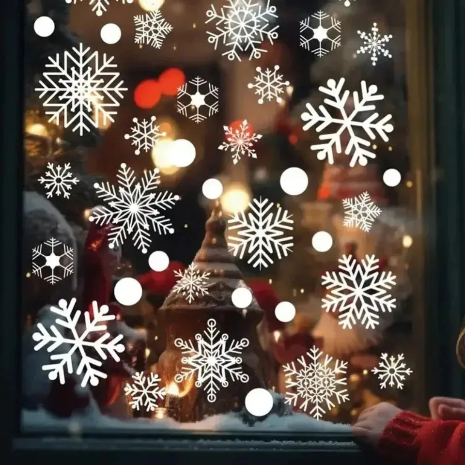 Snowflake Window Stickers – Christmas Window Decals 1 Set Holiday Window Decals PLUSH