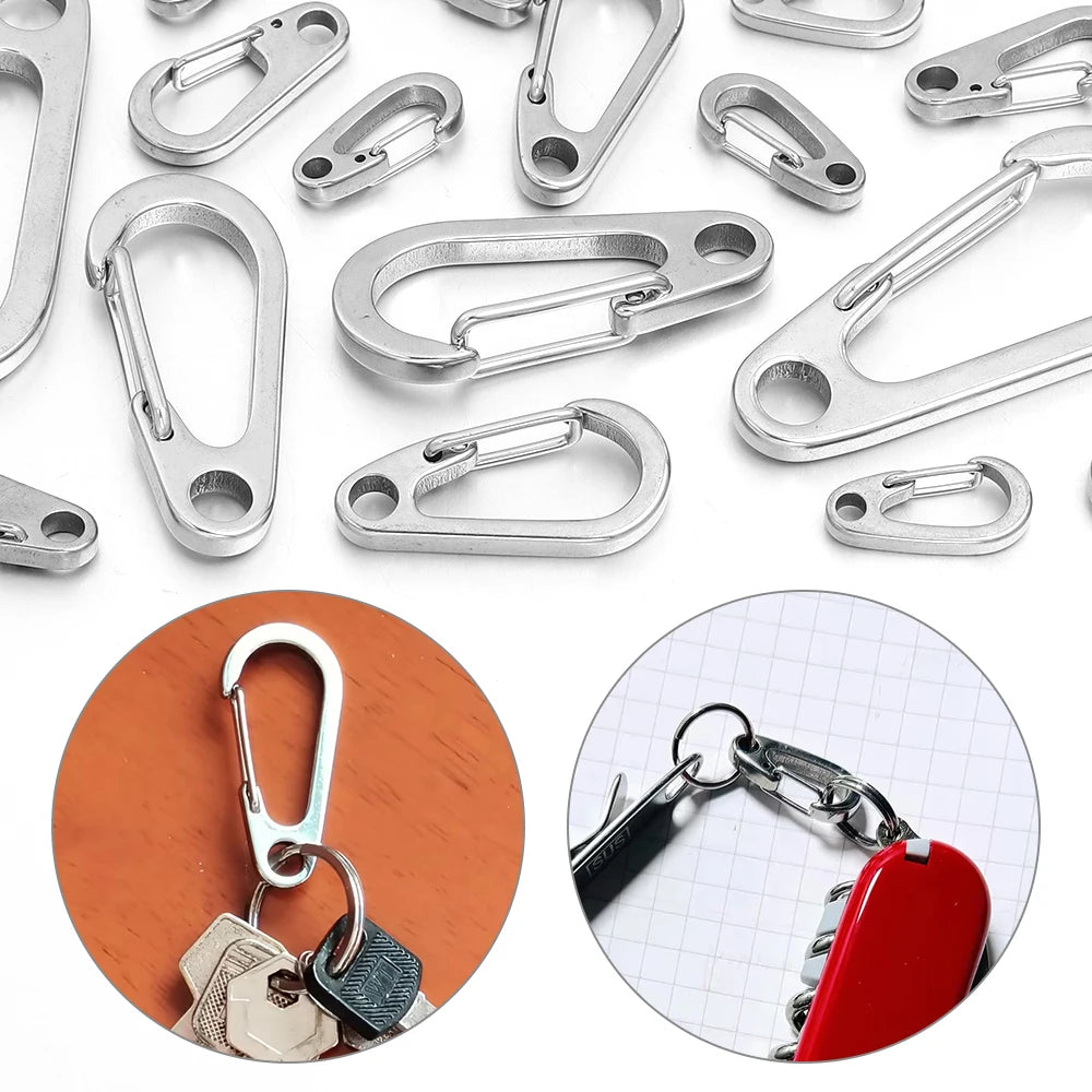 Mini Stainless Steel Carabiner Clip Spring Snap Hook 2-5pcs Carabiner Snap Hook PLUSH