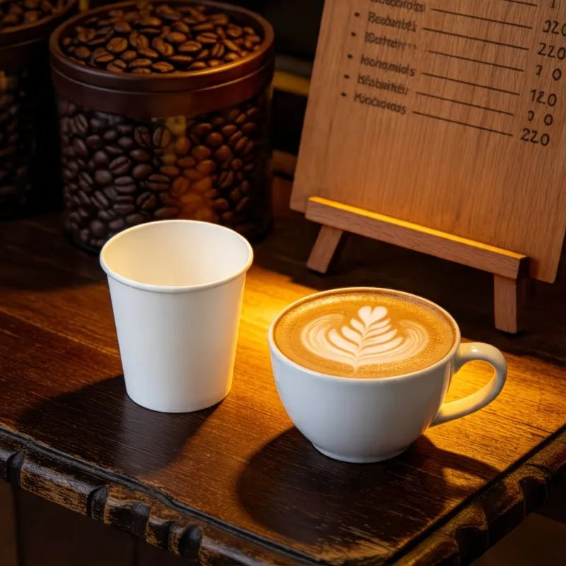 White Disposable Paper Cups 50/100pcs – Hot & Cold Drinks Disposable Paper Cups PLUSH