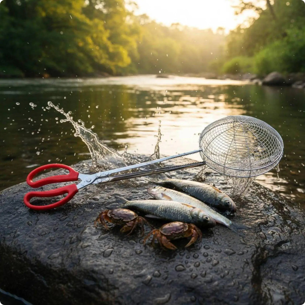 Stainless Steel Fishing Net Tongs – Portable Grabbing Clamp Fishing Grabbing Tongs PLUSH 54CMStandard