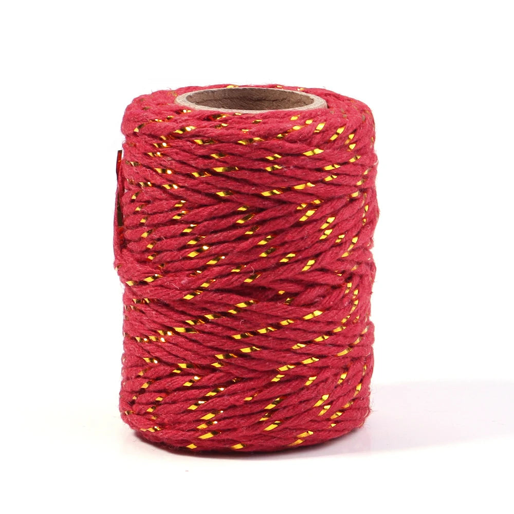20m Gold Colorful Braided Cotton Cord – DIY Crafts & Gift Wrap Braided Craft Cord PLUSH red 2mm