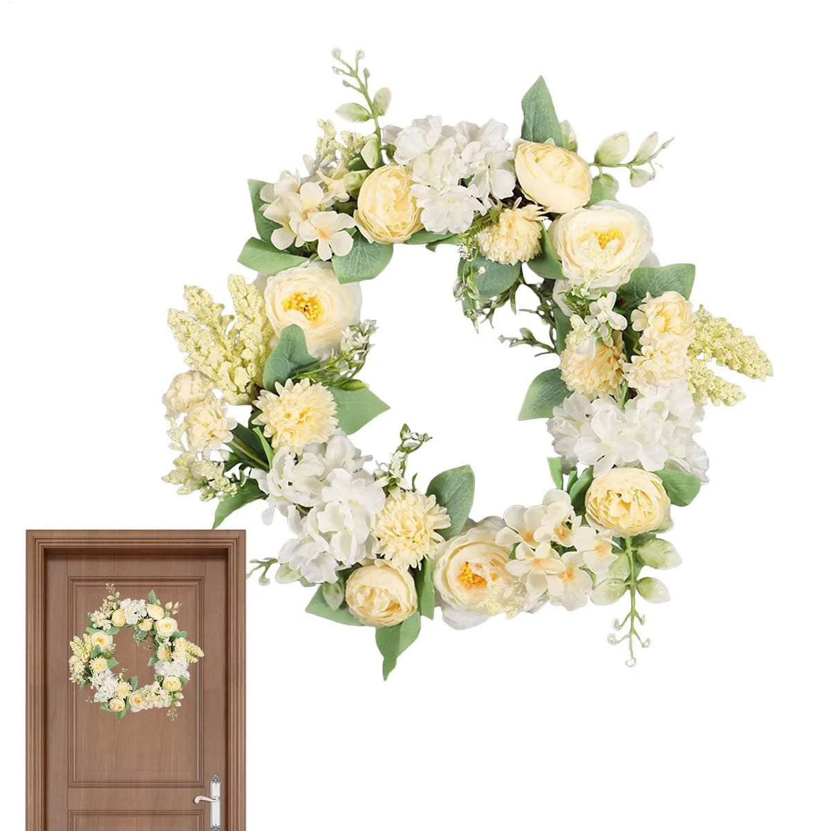 40cm LED Spring Floral Wreath – Front Door & Home Decor LED Floral Wreath PLUSH