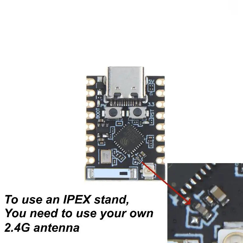ESP32-C3 SuperMini Dev Board – WiFi & Bluetooth 5.0 Type-C Microcontroller Dev Board PLUSH IPEX