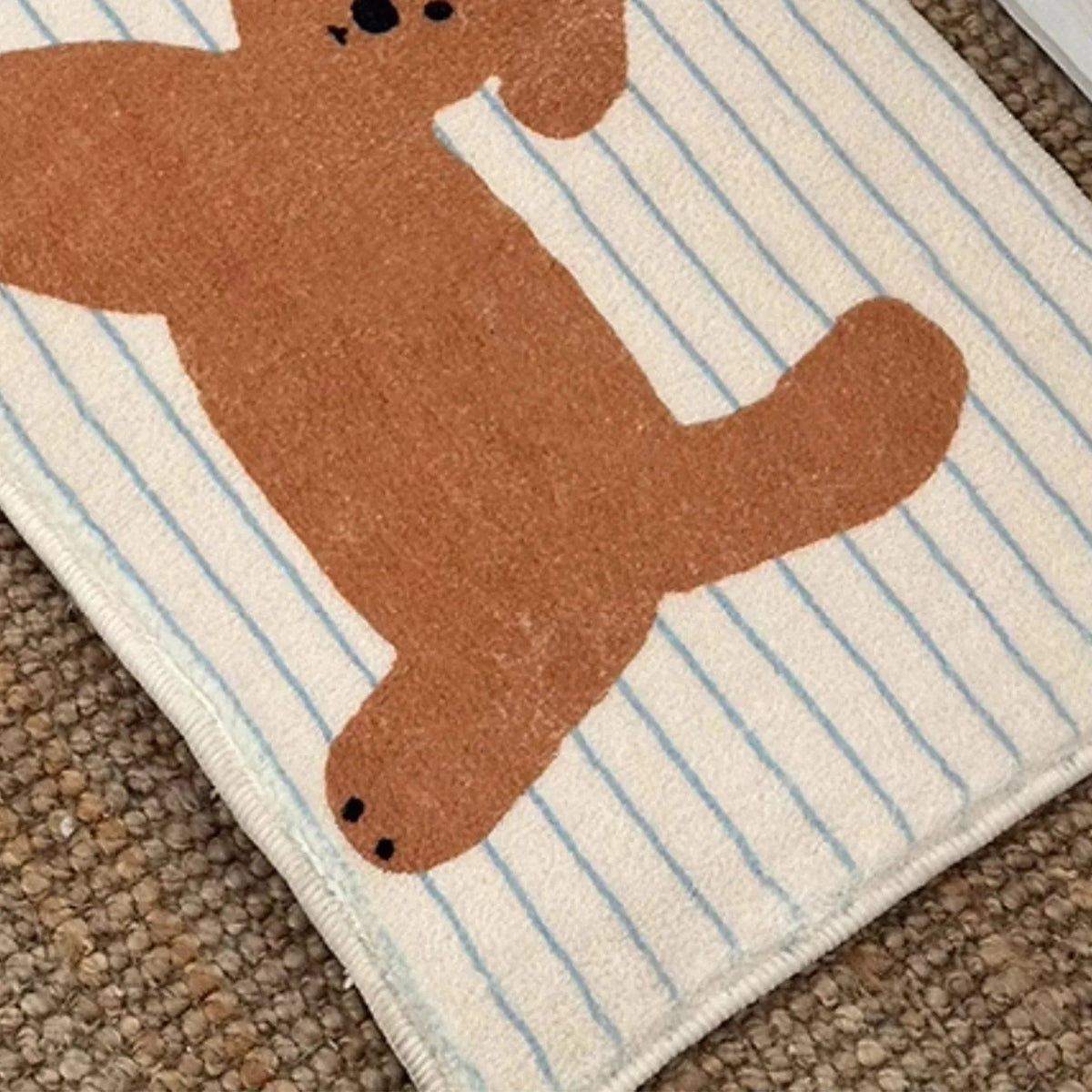Striped Puppy Bathroom Mat – Non-Slip Fast-Drying Soft Floor Mat Bathroom Floor Mat PLUSH