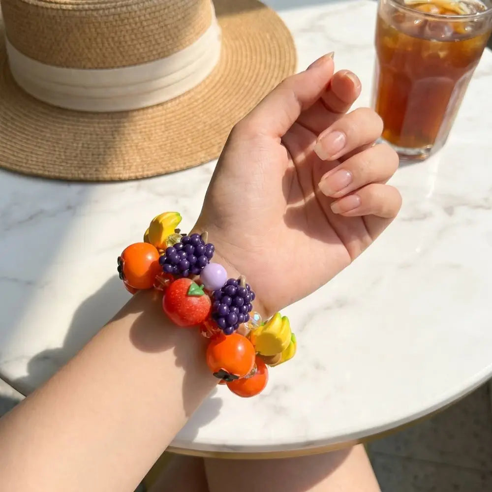 Resin Fruit Beaded Bracelet | Y2K Boho Summer Jewelry Beaded Bracelet PLUSH