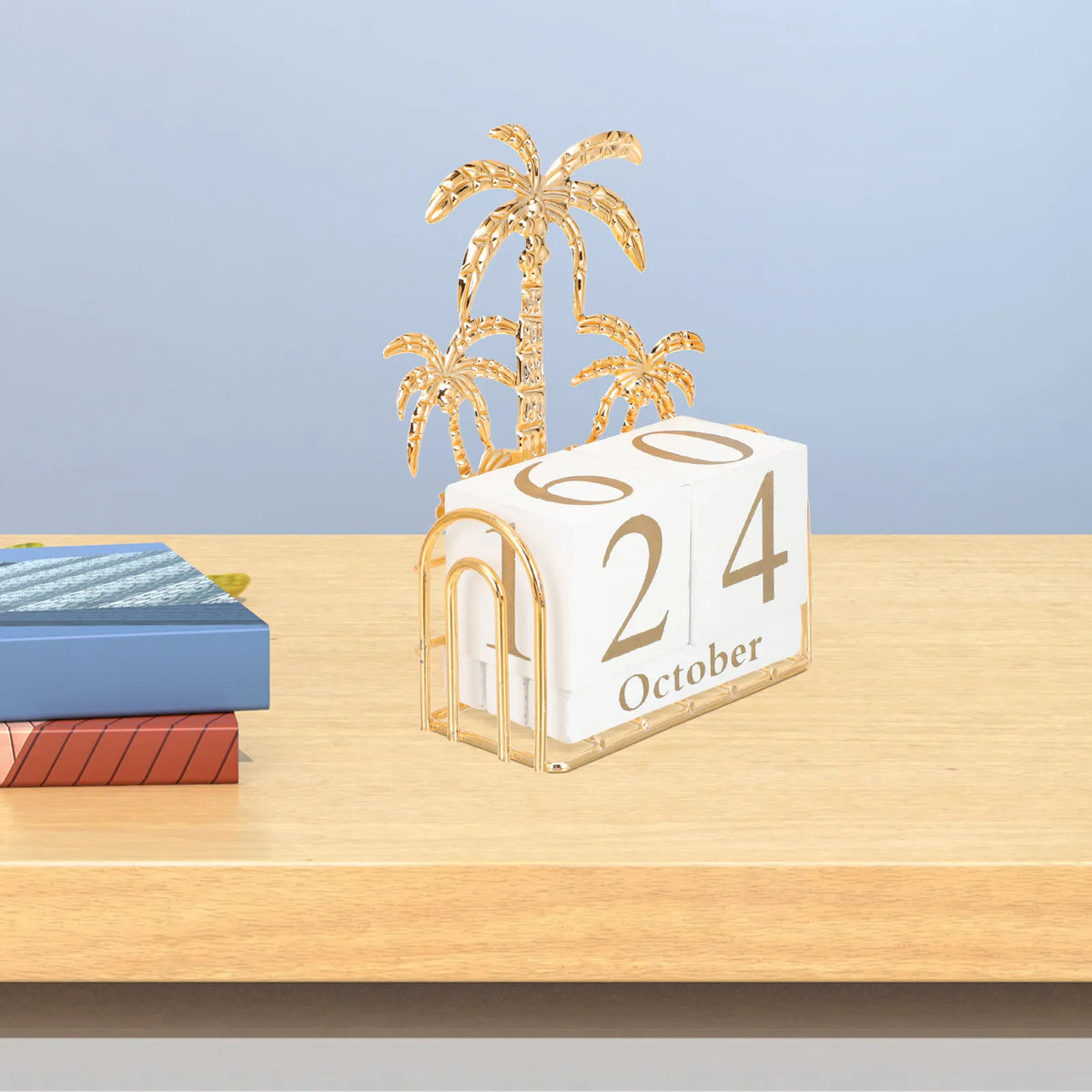 Wooden Perpetual Desk Calendar Block – Wood & Iron Gold Desk Calendar Block PLUSH Default Title