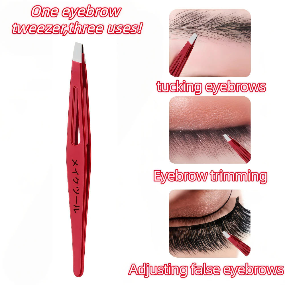 Slant Tip Stainless Steel Tweezers – Eyebrow & Facial Grooming Eyebrow Tweezers PLUSH