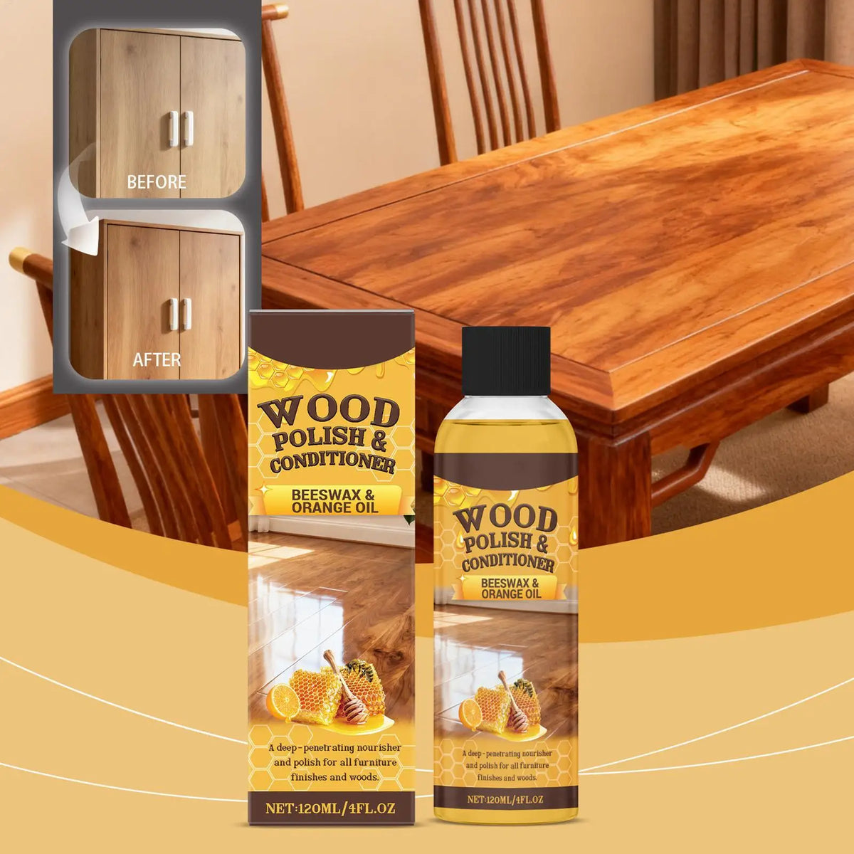 120ml Wood Floor Scratch Repair Spray – Polish & Restore Shine Wood Floor Restorer PLUSH