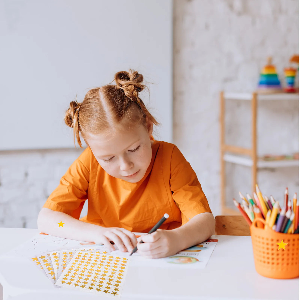 50 Sheets Gold Star Reward Stickers for Kids & Classroom Reward Stickers PLUSH