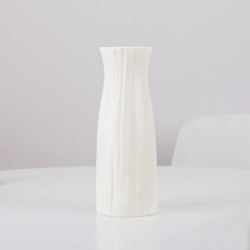 Nordic Minimalist Plastic Flower Vase – Home & Wedding Décor Decorative Vase PLUSH White