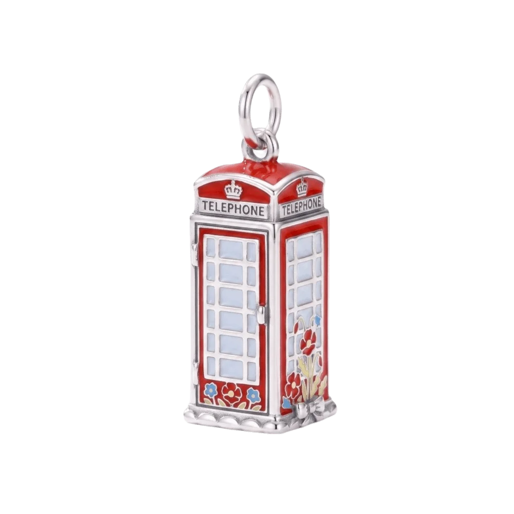 London Enamel Stainless Steel Charms – DIY Jewelry Making DIY Jewelry Charm PLUSH Telephone Booth
