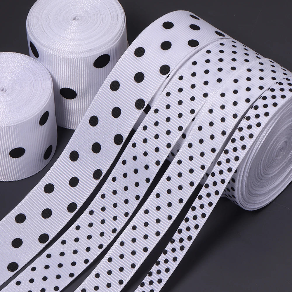 White Polka Dot Grosgrain Ribbon for Hair Bows & Gift Wrap Craft Ribbon PLUSH
