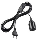 E27 Pendant Lamp Holder 1.8m Cord EU Plug with Switch Pendant Lamp Holder PLUSH Black