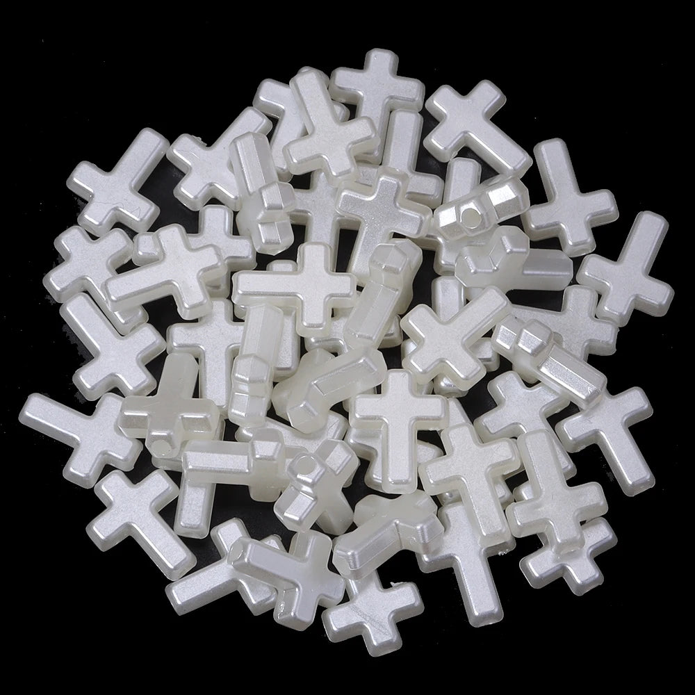 100pcs Cross Acrylic Spacer Beads 12x15.5mm – DIY Jewelry Making Acrylic Spacer Beads PLUSH beige