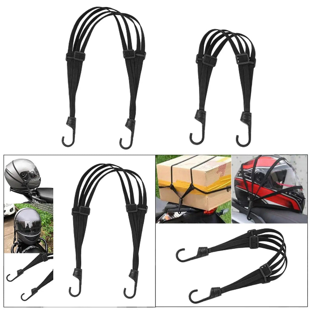 Motorcycle Helmet Elastic Strap Net with Hooks – 4 Pack Motorcycle Cargo Strap PLUSH