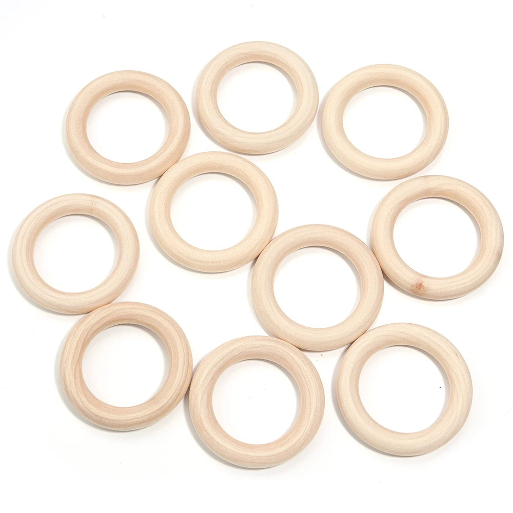 Natural Round Wooden Rings & Hoops for DIY Jewelry Making Wood Jewelry Hoops PLUSH 60mm x 10pcs