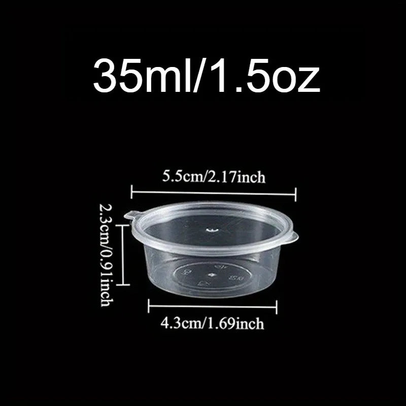Disposable Sauce Cups with Lids 50/100pcs – Leak-Proof Disposable Sauce Cups PLUSH 1.5OZ 100PCS