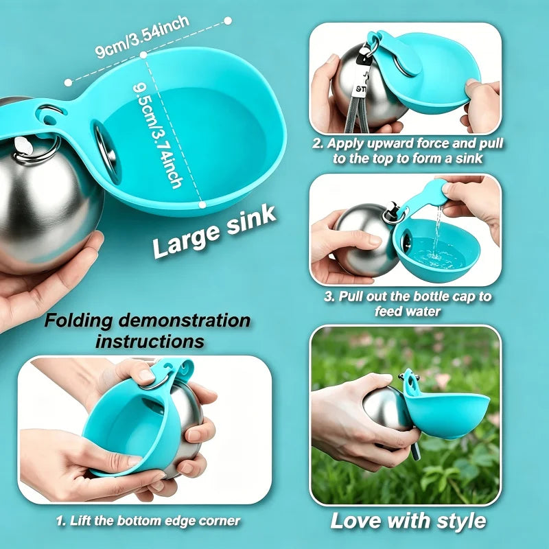 Stainless Steel Pet Travel Water Bottle 9.64oz – Leak-Proof Pet Travel Water Bottle PLUSH