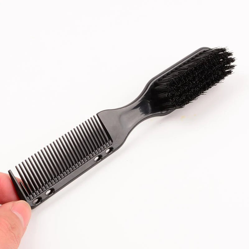 Double-Sided Beard Comb Brush – Professional Barber Styling Tool Beard Comb Brush PLUSH black