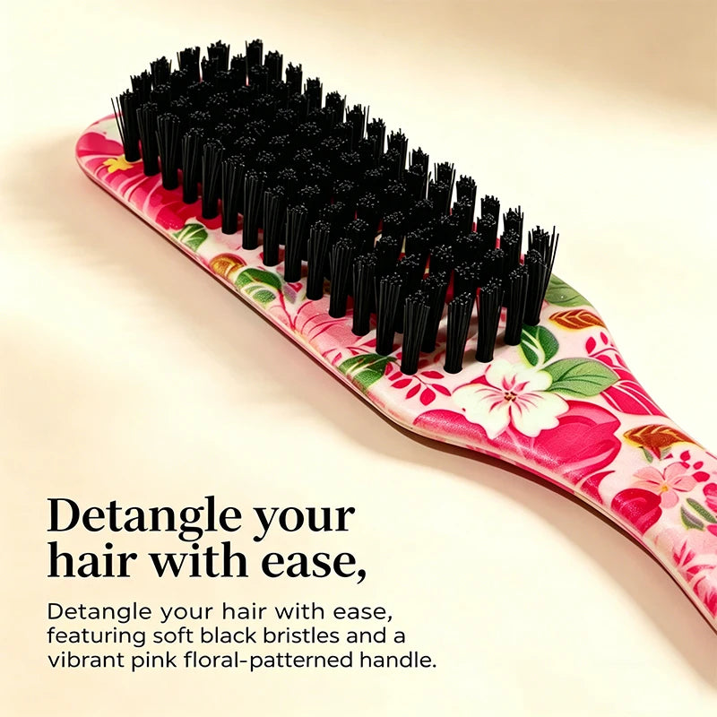 Floral Hair Brush – Sleek Ponytail, Edge Control & Flyaway Tamer Hair Styling Brush PLUSH