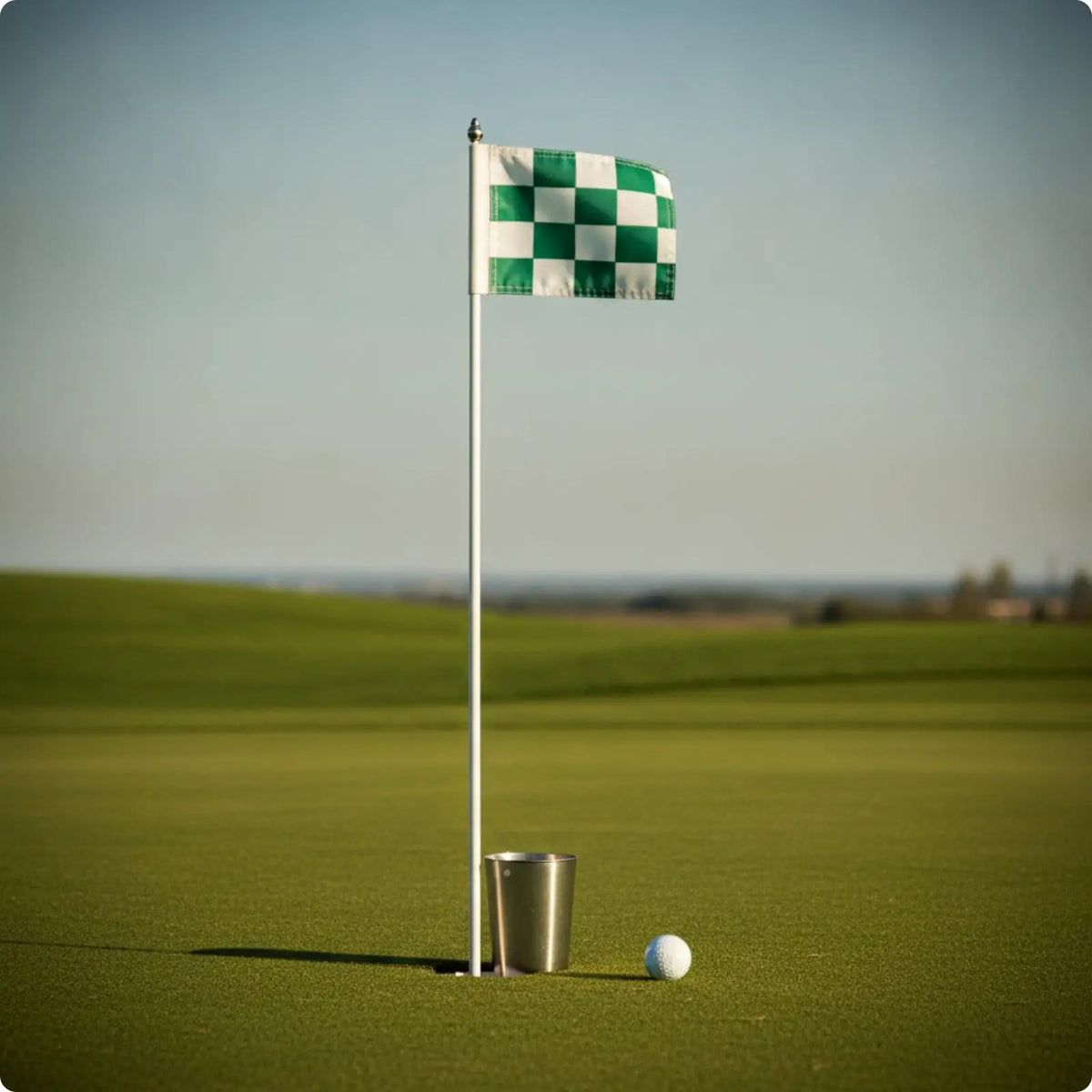 Golf Flag Pole with Stainless Steel Cup – Yard Practice Set Golf Practice Set PLUSH GrnwhtPlaid85CM