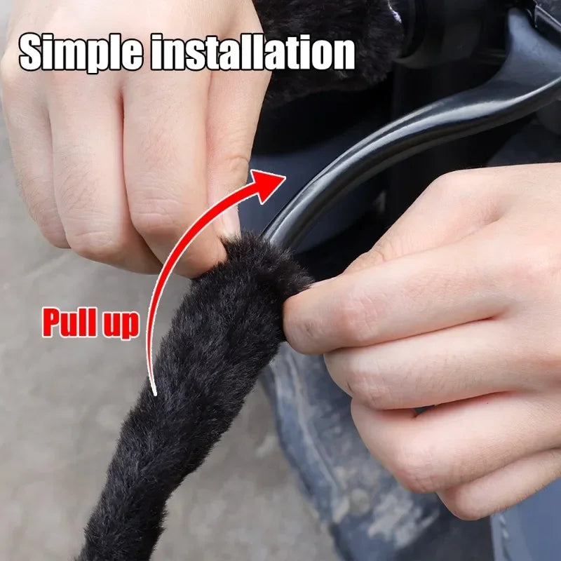Winter Plush Motorcycle Handle Covers – Warm Non-Slip Grip Handlebar Hand Guards PLUSH