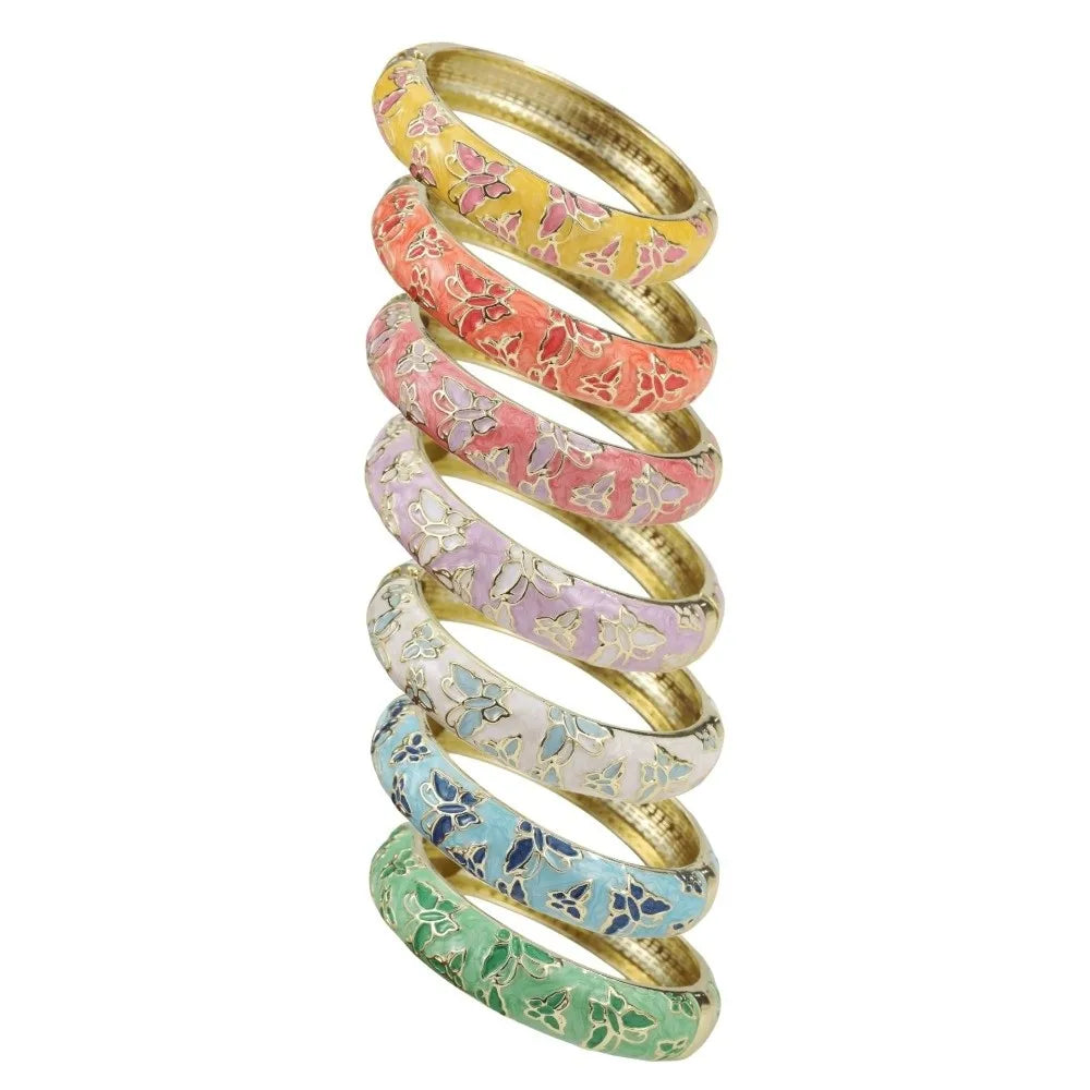Cloisonne Enamel Bangle – Colorful Vintage Butterfly Bracelet Enamel Bangle PLUSH