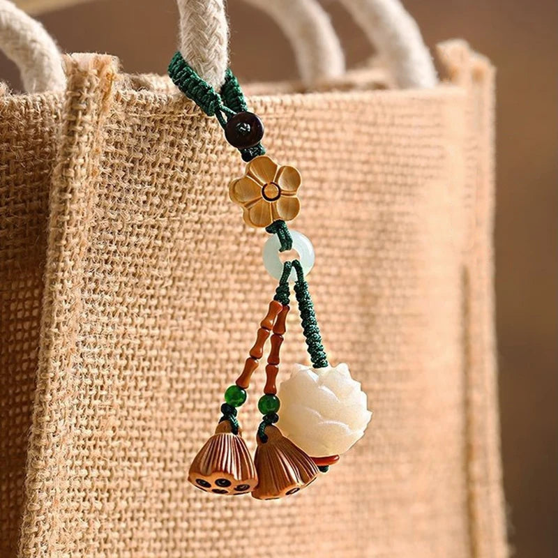 Lucky Bodhi Lotus Phone Chain & Car Key Pendant | Chinese Style Pendant Key Chain PLUSH
