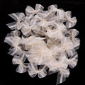 30pcs Mini Mesh Ribbon Bows – Multicolor Lace Bowknot DIY Ribbon Bow Embellishments PLUSH Beige 2.5X2.5cm