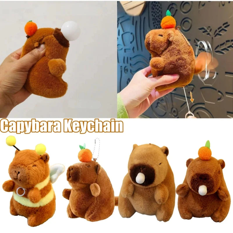 Capybara Plush Keychain – Bubble Pop & Wagging Tail Charm Plush Keychain Charm PLUSH