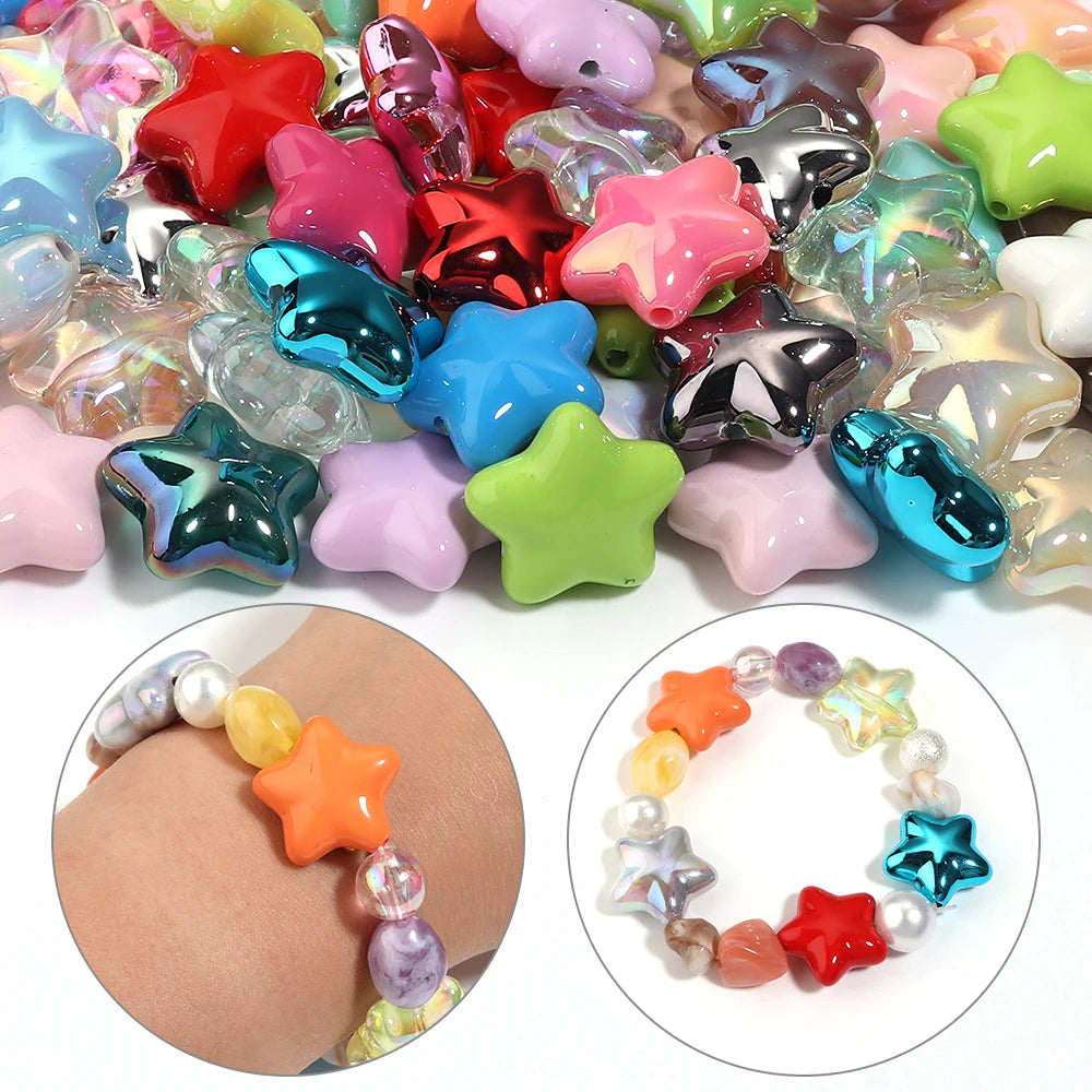 10pcs 20mm Star Acrylic Spacer Beads – Multicolor DIY Jewelry Acrylic Spacer Beads PLUSH