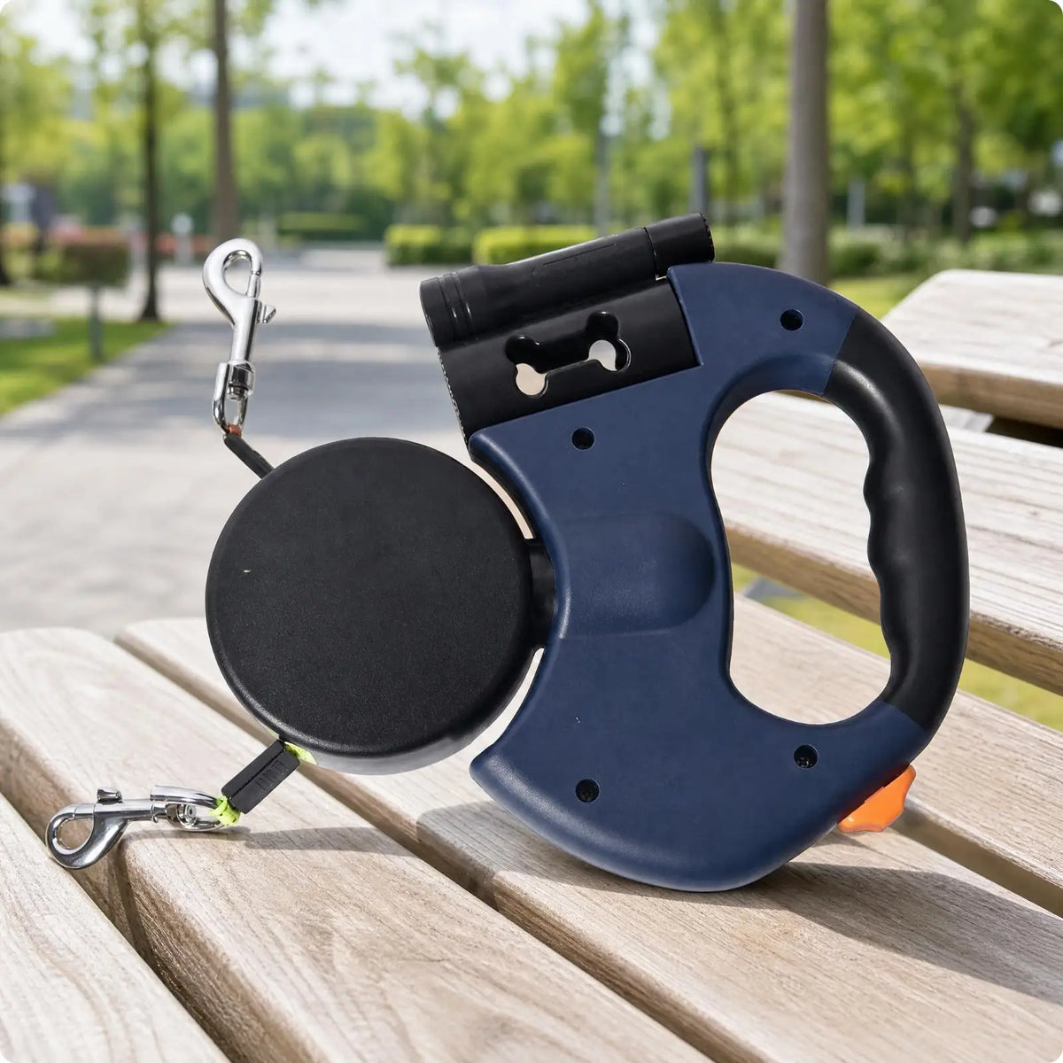 Double Retractable Dog Leash – Two Dogs, One Ergonomic Handle Retractable Dog Leash PLUSH BlackDoubleLead