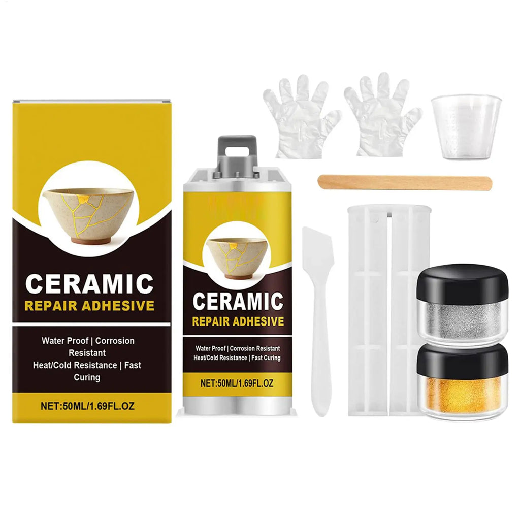 Gold Kintsugi Ceramic Repair Kit – Food-Safe Adhesive Ceramic Repair Kit PLUSH