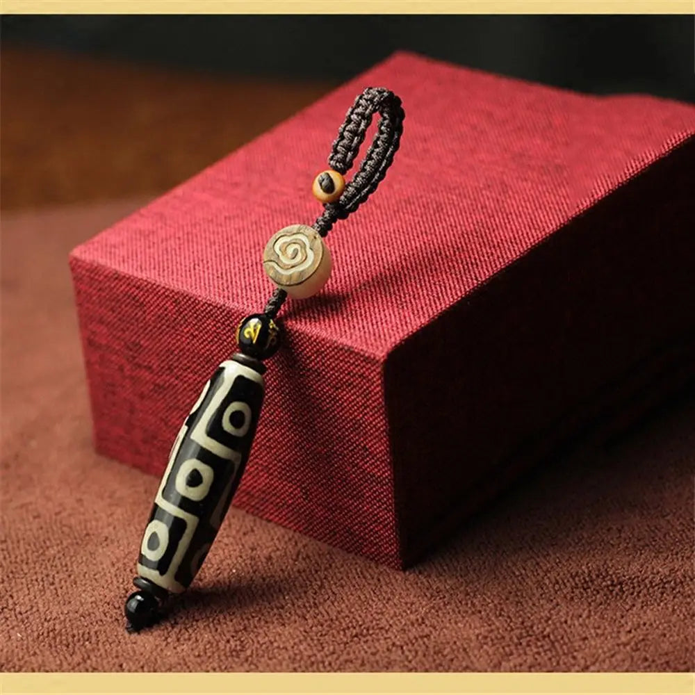 Nine Eye Tibet Dzi Agate Bead Keychain – Eastern Pendant Bead Pendant Keychain PLUSH D