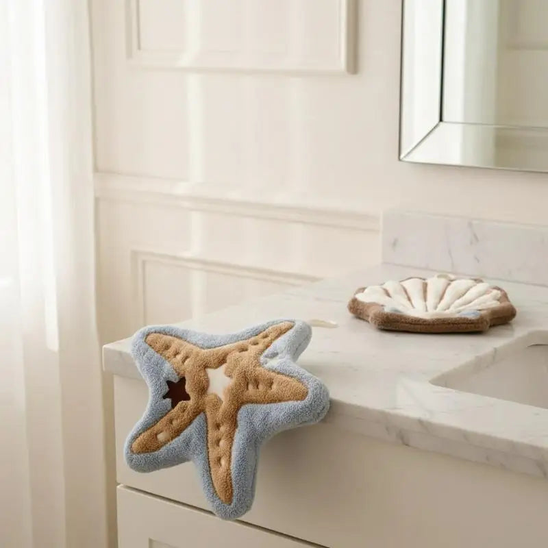 Starfish Hand Towel Super Absorbent Coral Fleece with Hook Decorative Hand Towel PLUSH